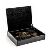 Herdmar Desire 18/10 Old Gold Black Wood Canteen - Home4u